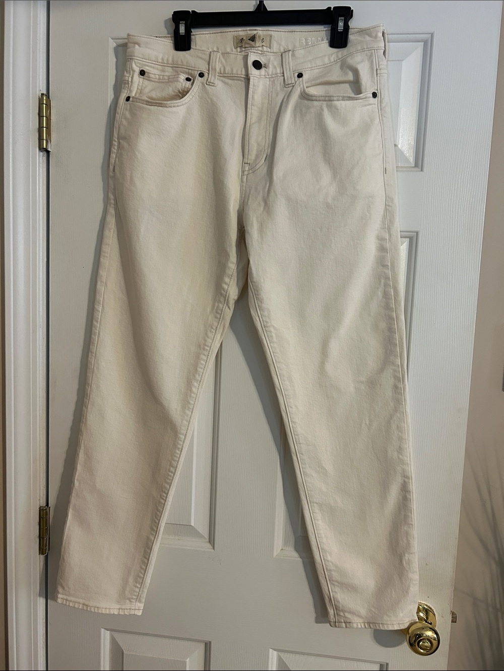 Madewell Women’s Cream Straight Relaxed Tapered Jeans 33.